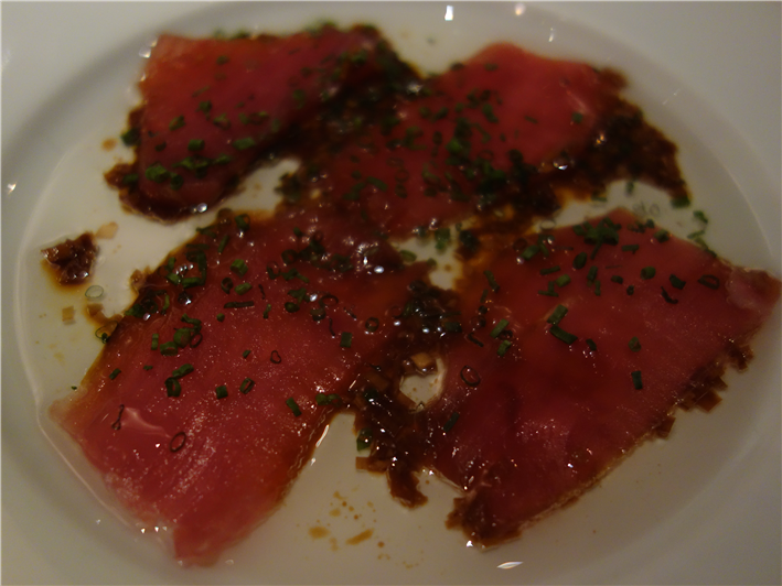raw tuna with citrus and ginger dressing